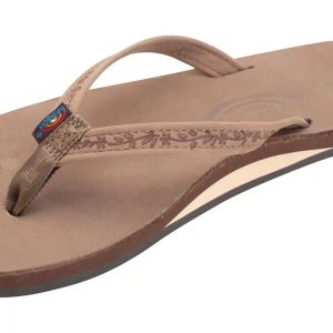 Las Flores - Single Layer Premier Leather with a Floral 1/2 Narrow Strap