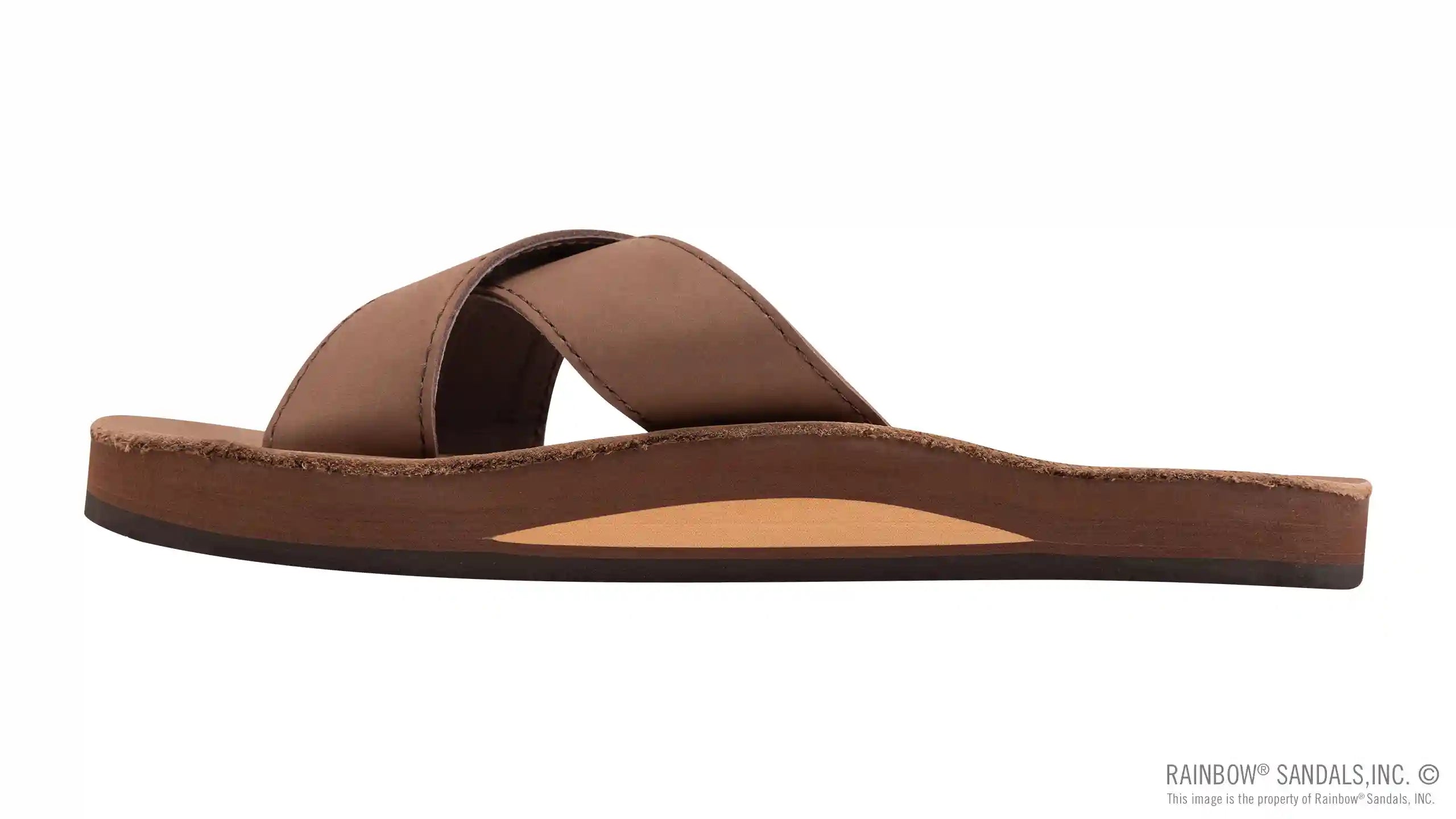 Premier Leather Top Sole Single Layer Arch Cross Strap Flat Stitch Slide - Image 7