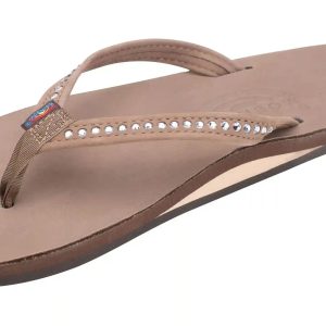 Crystal Collection - Single Layer Arch Support Leather 1/2 Narrow Strap with Crystals