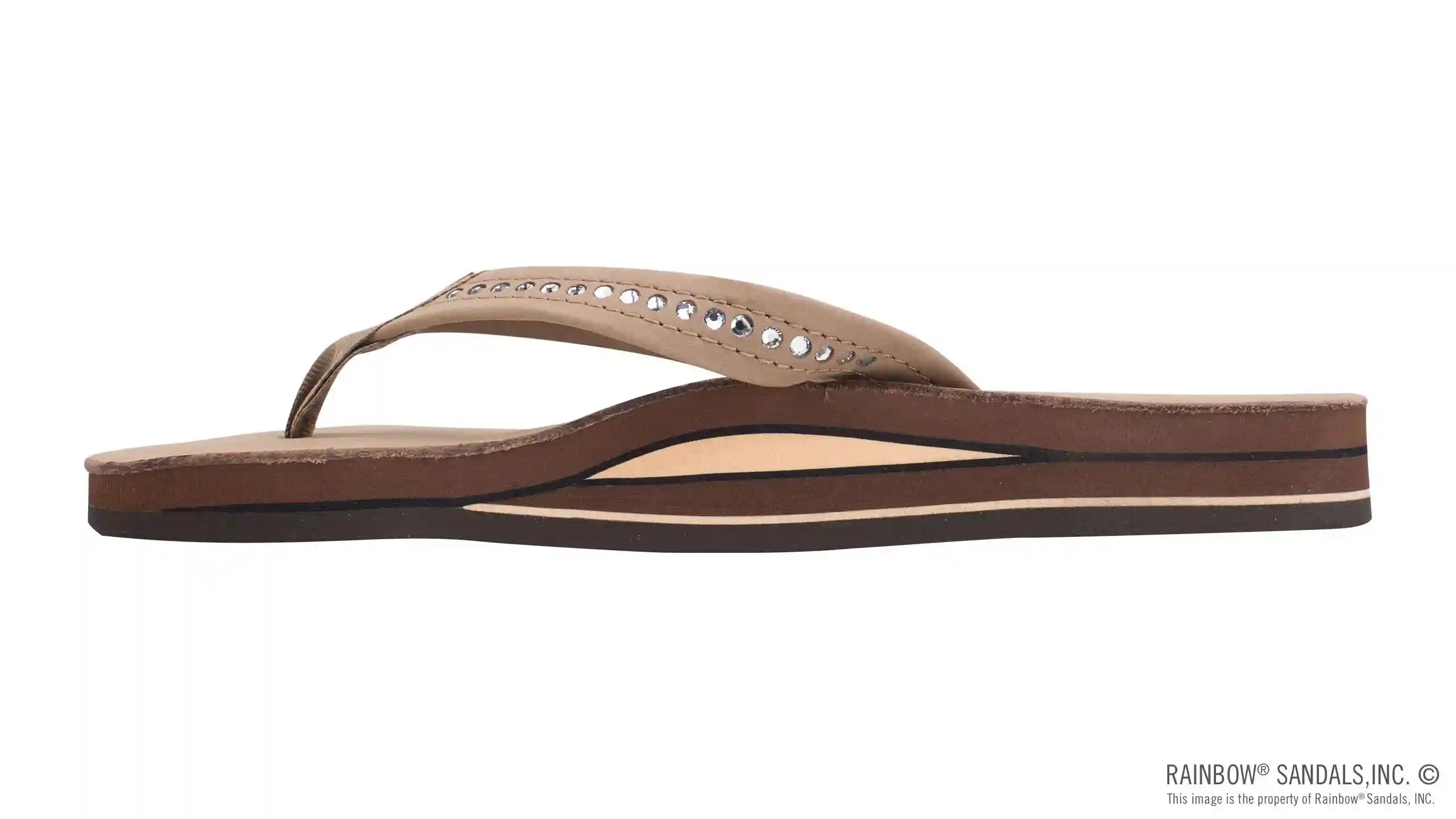 Crystal Collection - Double Layer Arch Support Leather 3/4 Medium Strap w/ Crystals - Image 2