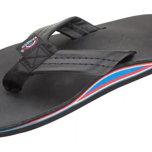 The Americana - Men's Single Layer Classic Leather with Red White & Blue Mid Sole