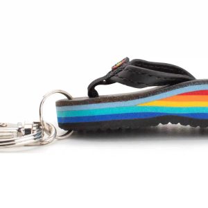 Six Layer Rainbow Wedge Key Chain Classic Black Leather