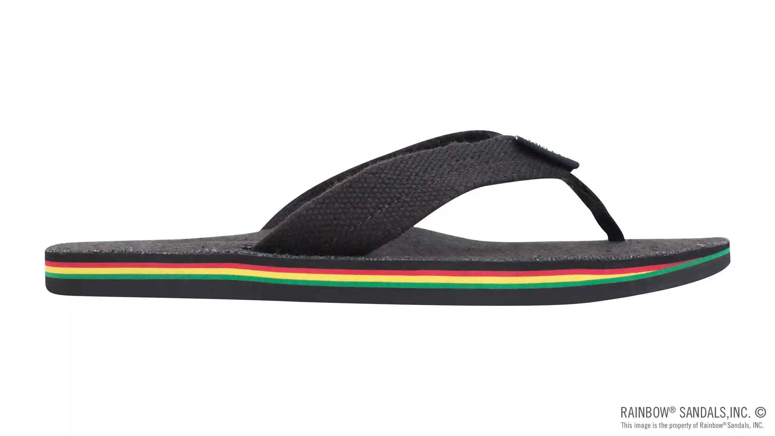 The Rastafarian - Single Layer Black Hemp with Rasta Mid Sole and 1 Strap - Image 4
